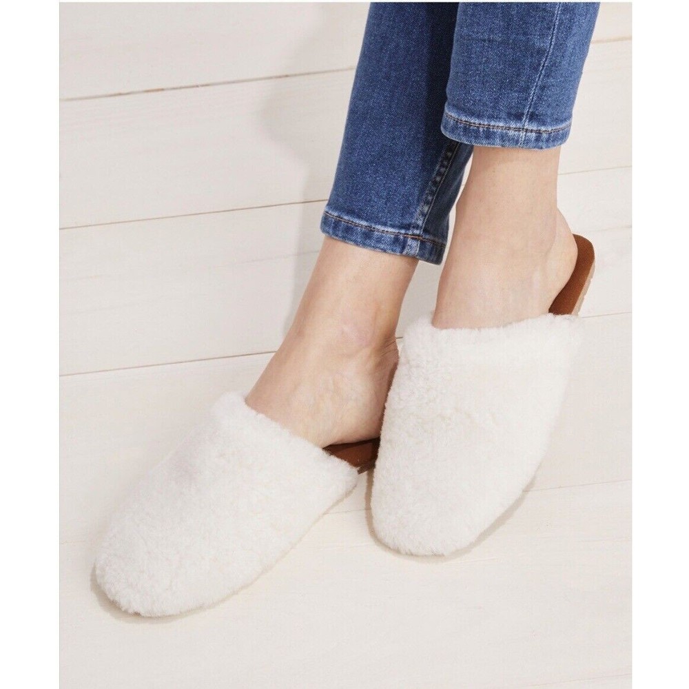 VINEYARD VINES Sz 10 Women's Natural 100% Shearling SHERPA SLIDE Shoe MSRP $88